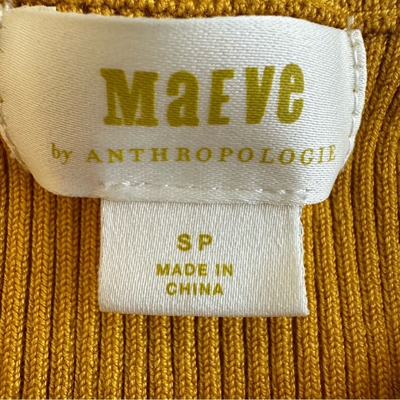 Maeve by Anthropologie Josefa Ribbed Tee Shirt Honey Gold Small Short Sleeves - Picture 6 of 8